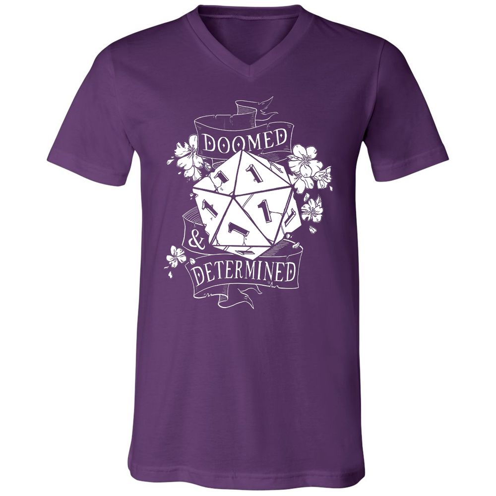 Doomed Determined Unisex V-Neck T-Shirt - Team Purple - 9