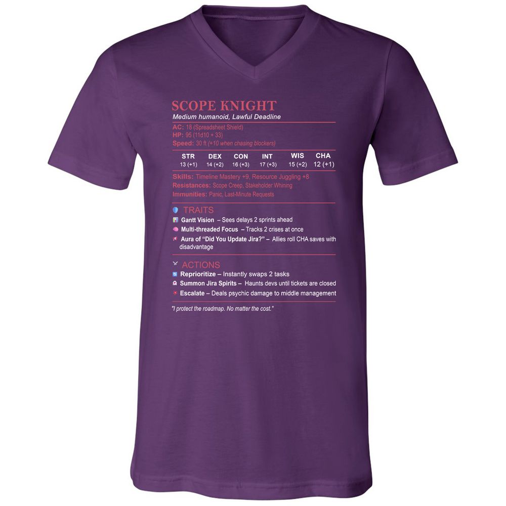 PM Stats Unisex V-Neck T-Shirt - Team Purple - 9
