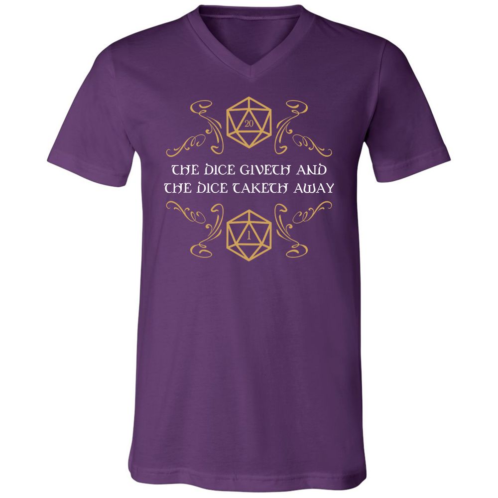 The Dice Giveth and Taketh Away Natural 20 and Critical Fail Unisex V-Neck T-Shirt - Team Purple - 9