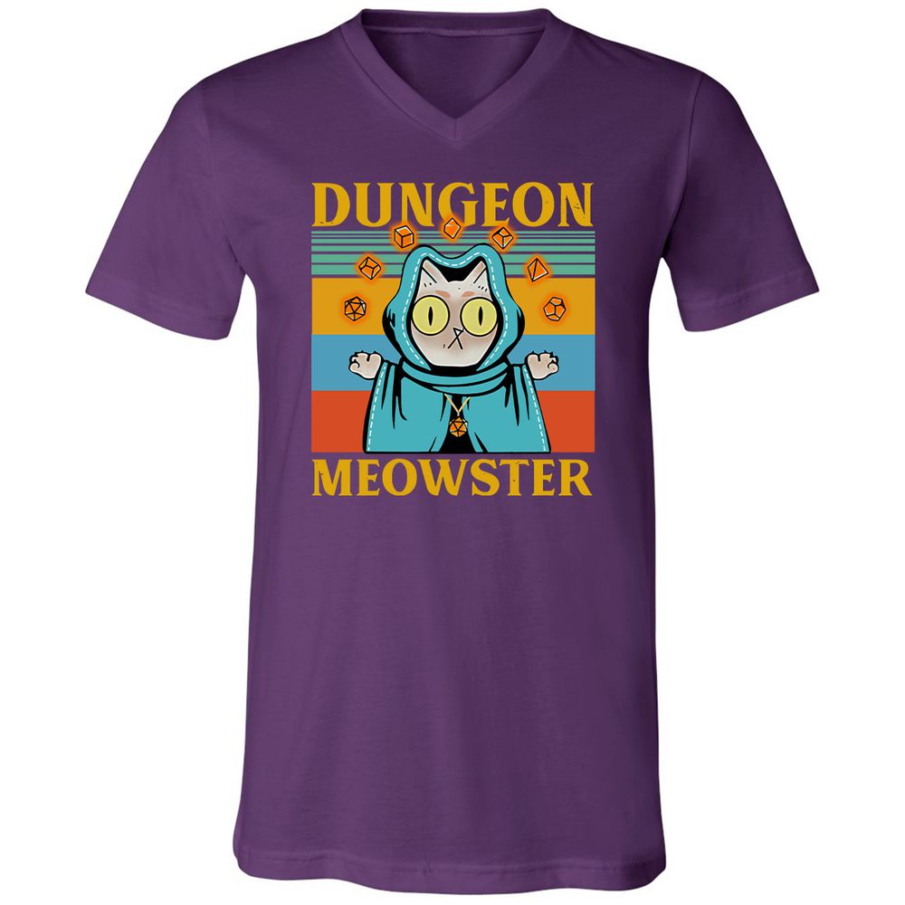 Dungeon Meowster Unisex V-Neck T-Shirt - Team Purple - 9