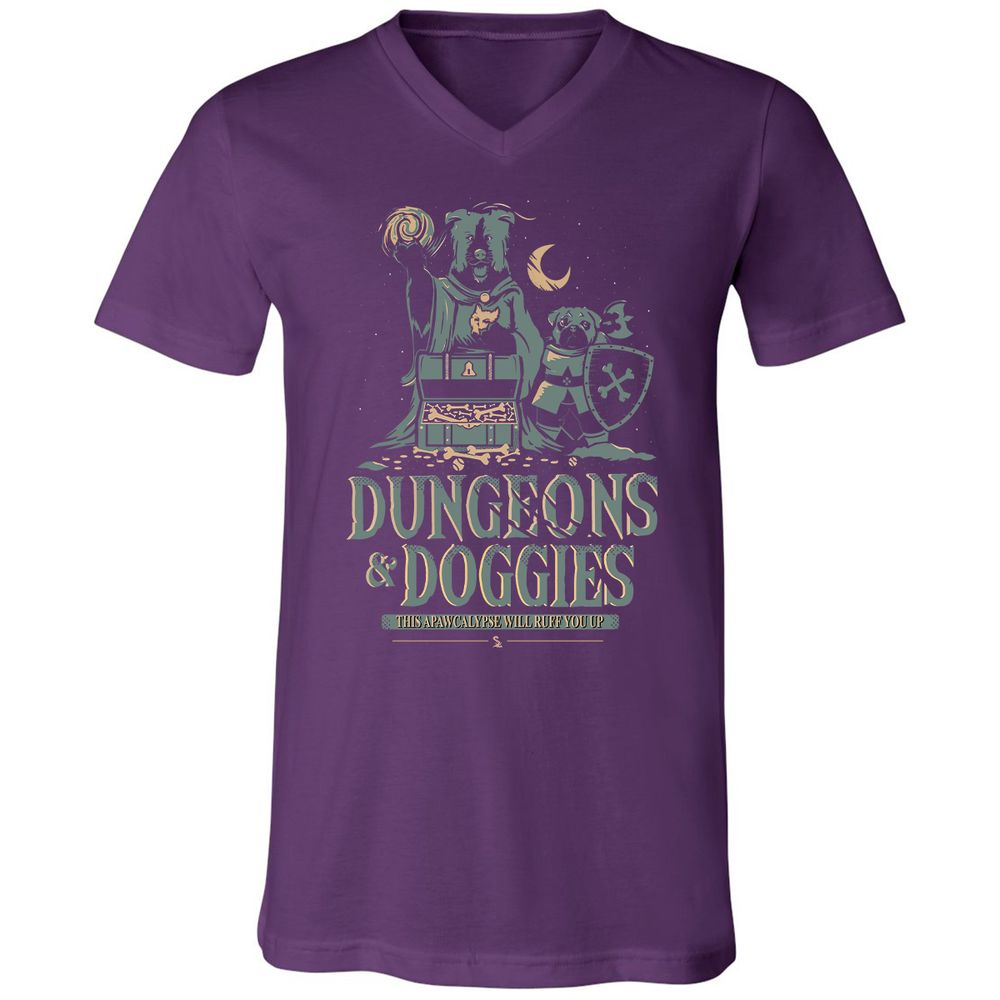 Dungeons & Doggies Unisex V-Neck T-Shirt - Team Purple - 9