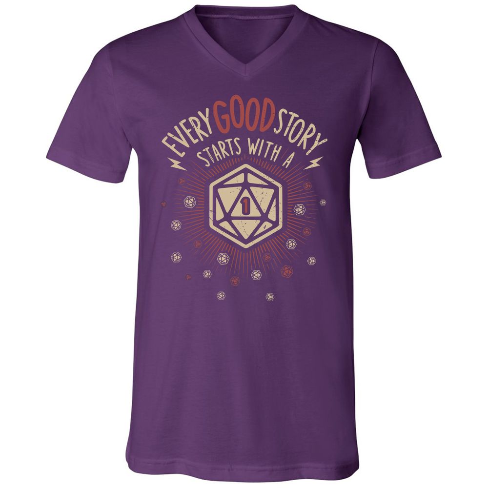 Good Story Starts With A 1 Unisex V-Neck T-Shirt - Team Purple - 9