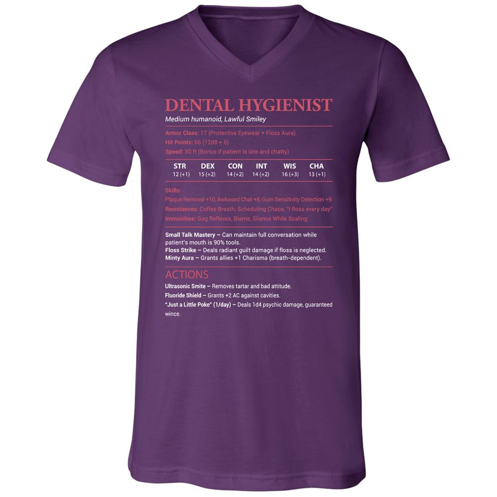 Dental Hygienist Unisex V-Neck T-Shirt - Team Purple - 9