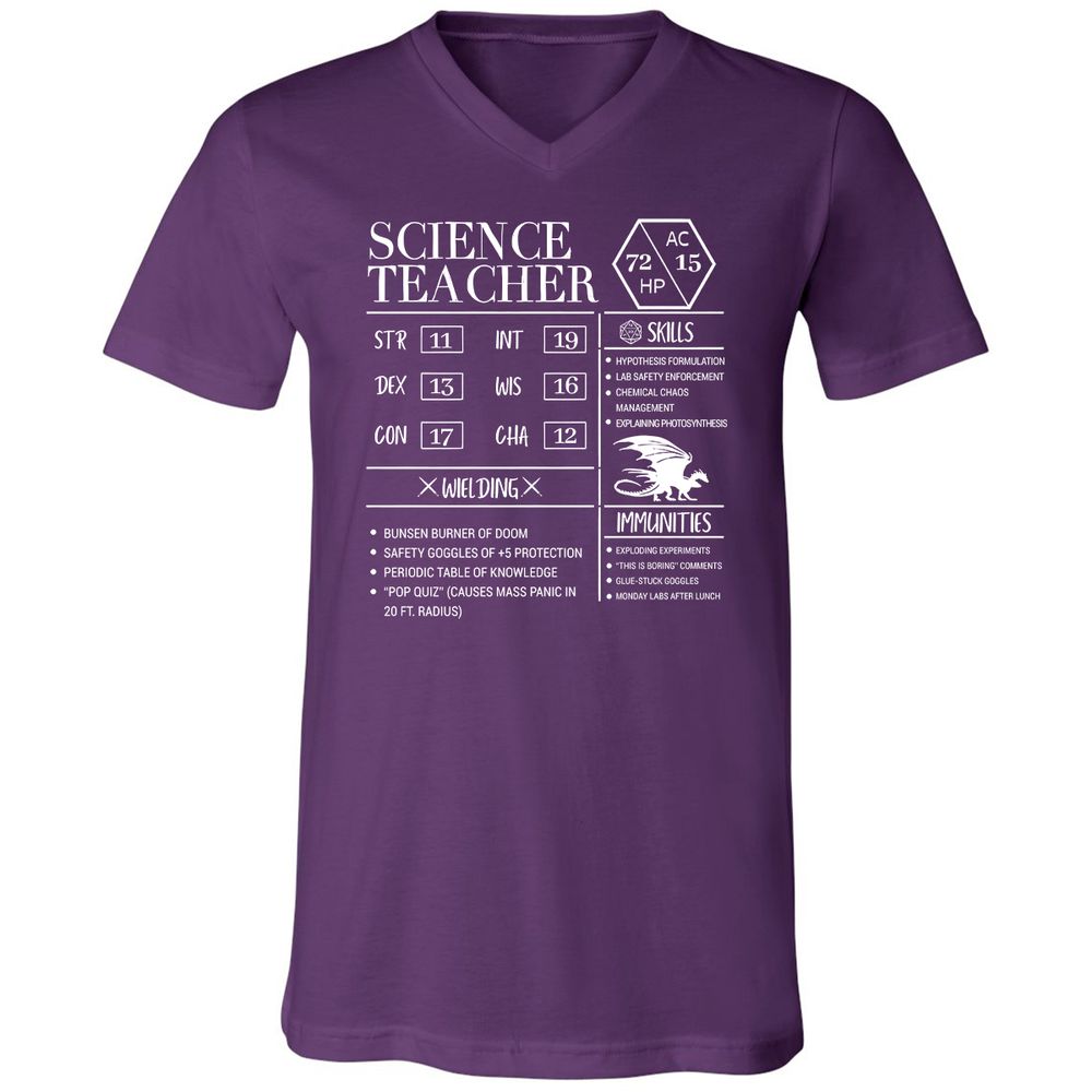 Science Teacher New Unisex V-Neck T-Shirt - Team Purple - 9