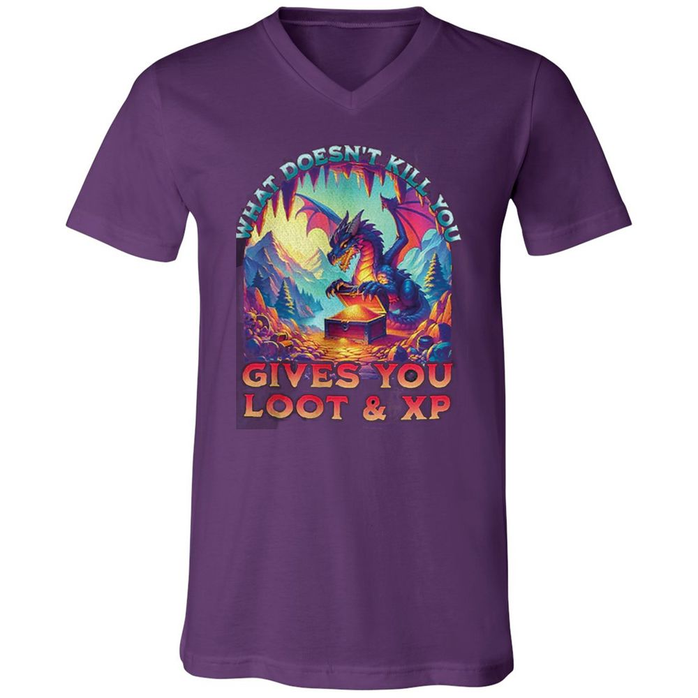 What Doesn't Kill You Give You Loot & XP Unisex V-Neck T-Shirt - Team Purple - 9