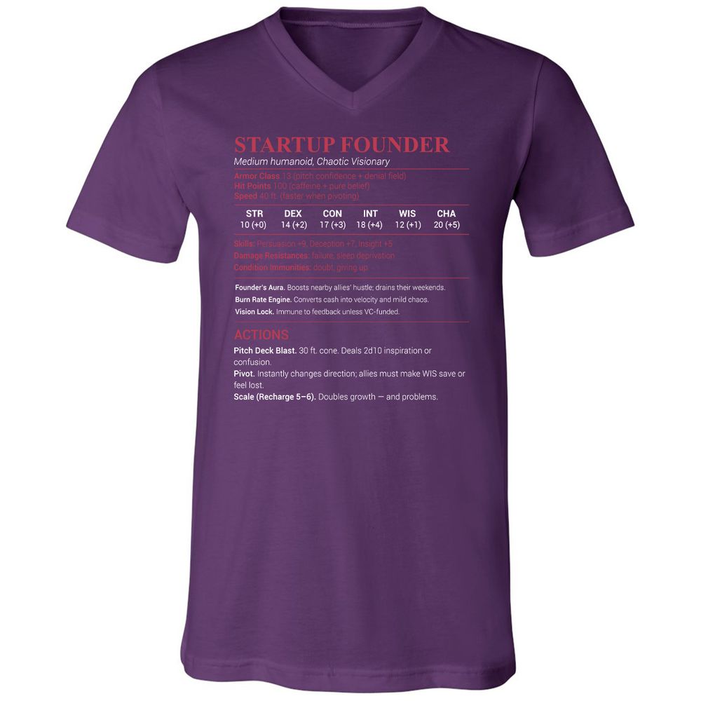 Startup Founder Unisex V-Neck T-Shirt - Team Purple - 9