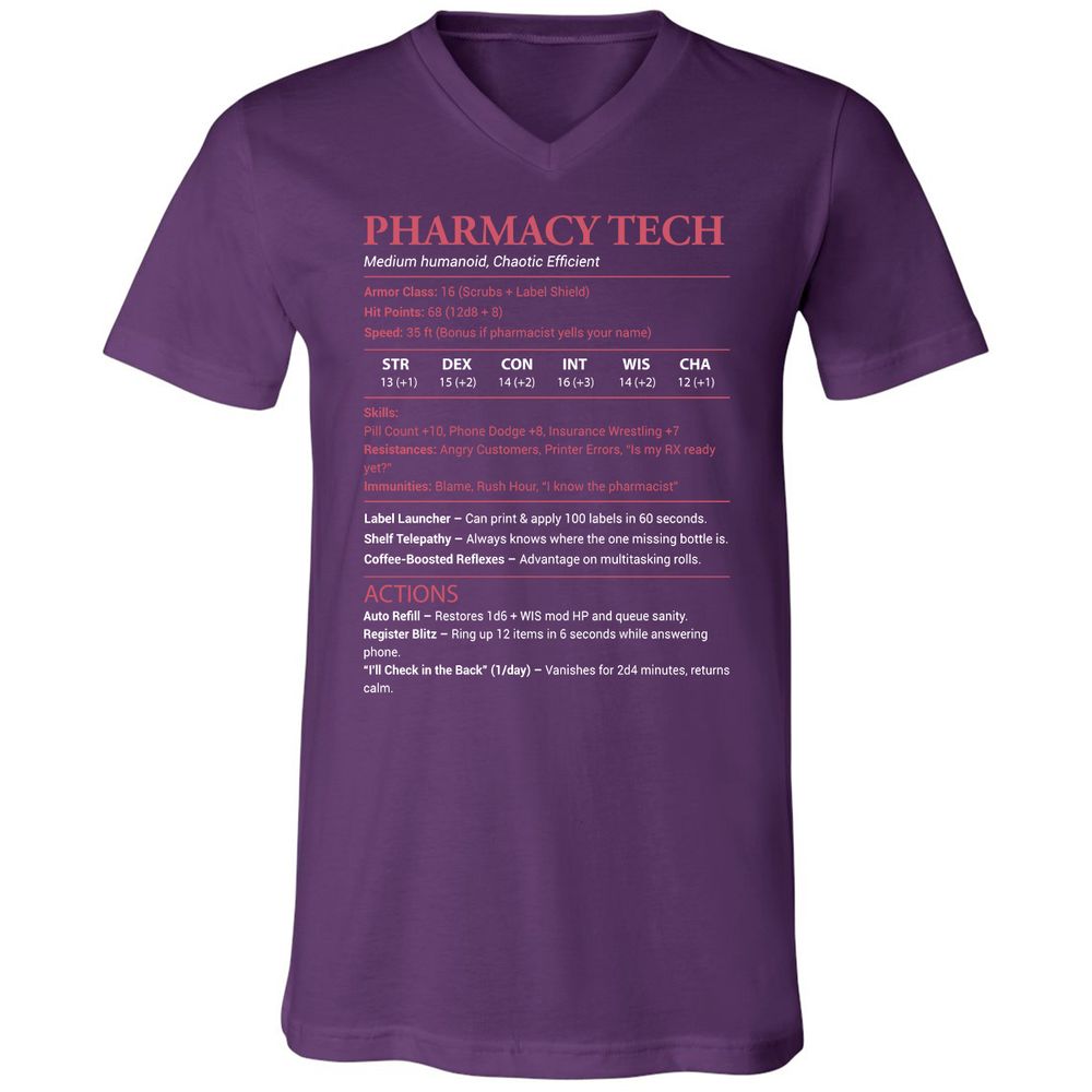 Pharmacy Tech Unisex V-Neck T-Shirt - Team Purple - 9