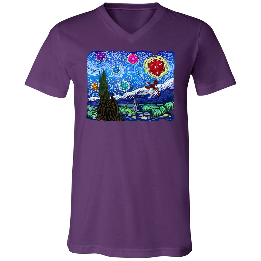 Dragon Starry Night Unisex V-Neck T-Shirt - Team Purple - 9