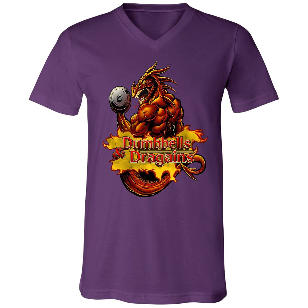 Dumbbells & Dragains Unisex V-Neck T-Shirt - Team Purple - 9