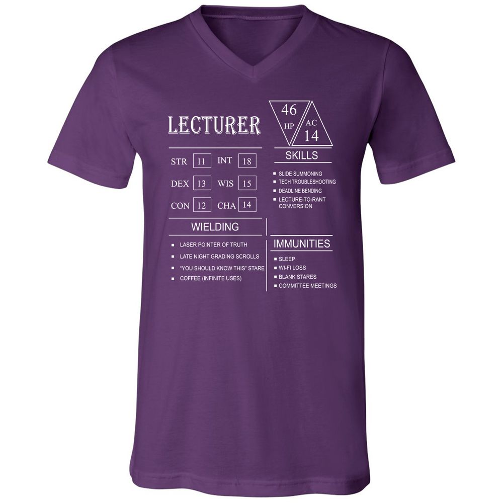 Lecturer New Unisex V-Neck T-Shirt - Team Purple - 9
