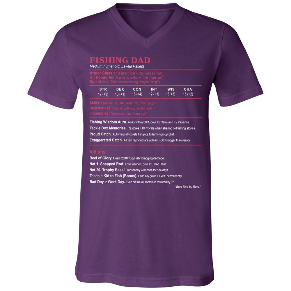 FISHING DAD Unisex V-Neck T-Shirt - Team Purple - 9