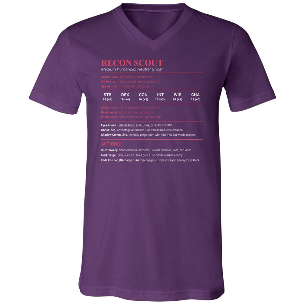 Recon Scout Unisex V-Neck T-Shirt - Team Purple - 9