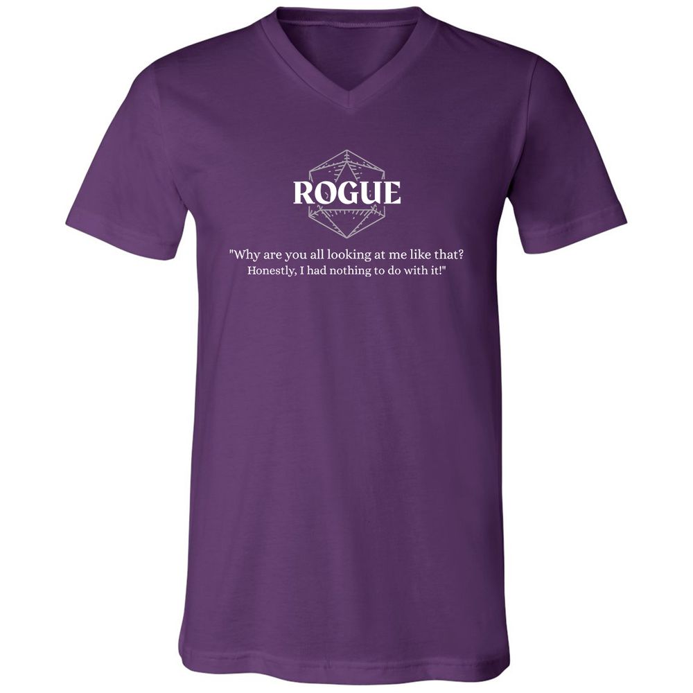 Rogue – Why Are You All Looking At Me Like That Unisex V-Neck T-Shirt - Team Purple - 9