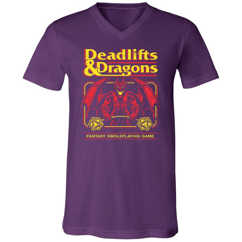 Deadlifts And Dragons Unisex V-Neck T-Shirt - Team Purple - 9