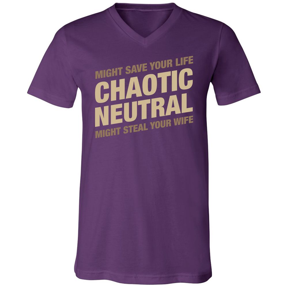 Might Save Your Life Might Steal Your Wife Unisex V-Neck T-Shirt - Team Purple - 9