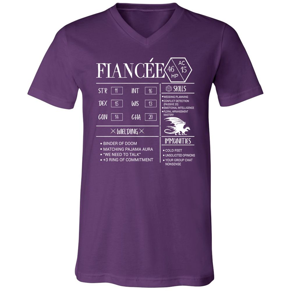 Fiancee Stats Unisex V-Neck T-Shirt - Team Purple - 9