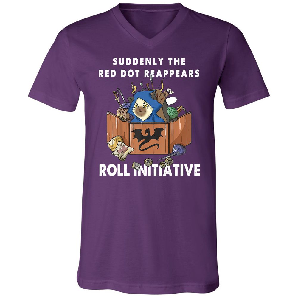 Suddenly The Red Dot Reappears Roll Initiative Unisex V-Neck T-Shirt - Team Purple - 9