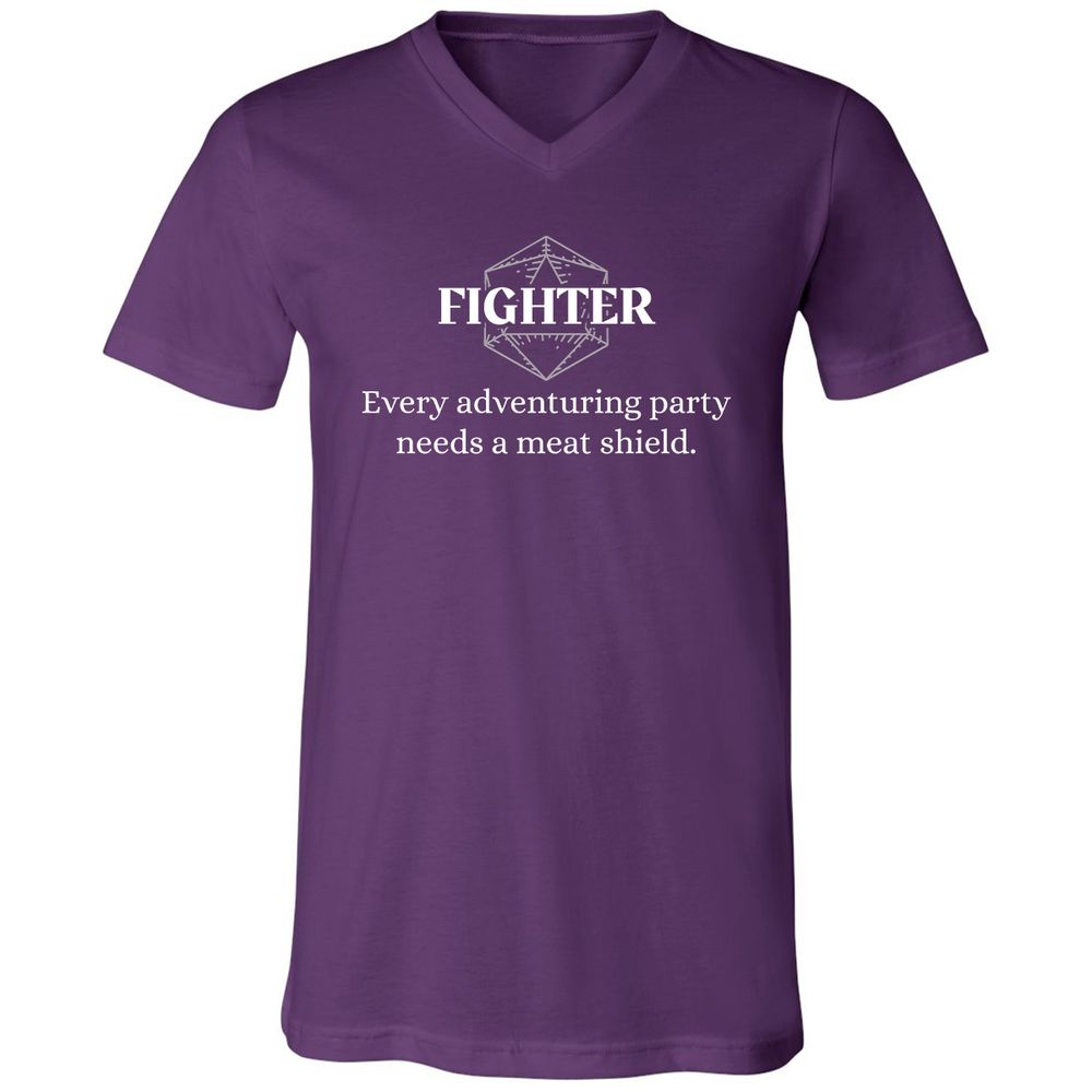 Fighter – Every Party Needs A Meat Shield Unisex V-Neck T-Shirt - Team Purple - 9