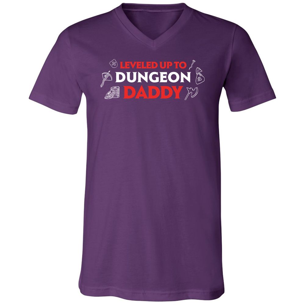 Leveled Up To Dungeon Daddy Unisex V-Neck T-Shirt - Team Purple - 9