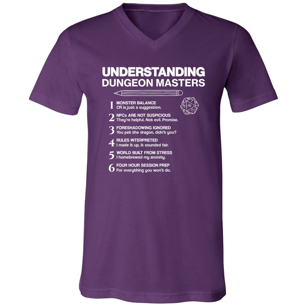 Understanding Dungeon Masters Unisex V-Neck T-Shirt - Team Purple - 9
