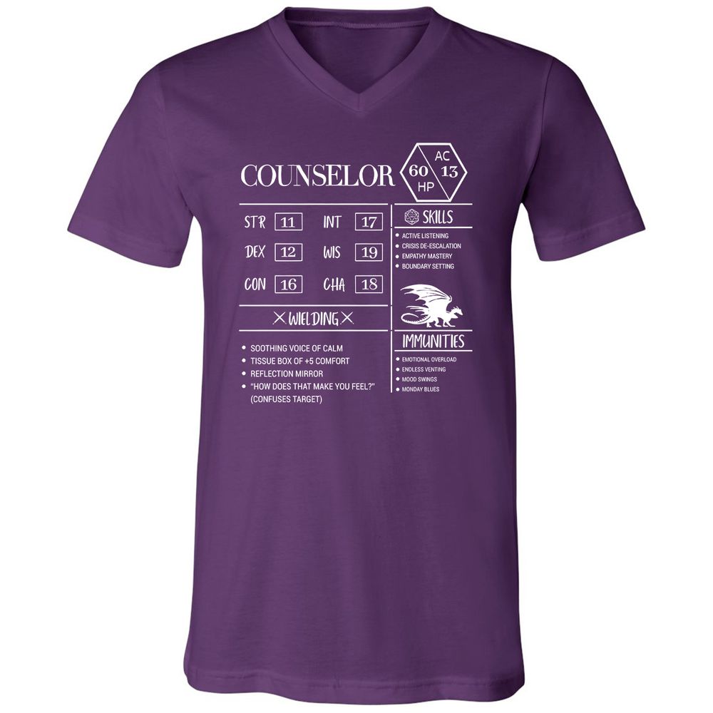 Counselor New Unisex V-Neck T-Shirt - Team Purple - 9