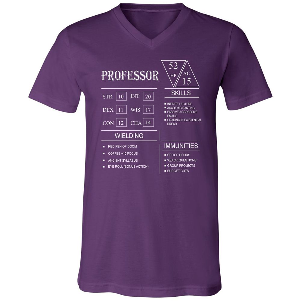 Professor New Unisex V-Neck T-Shirt - Team Purple - 9