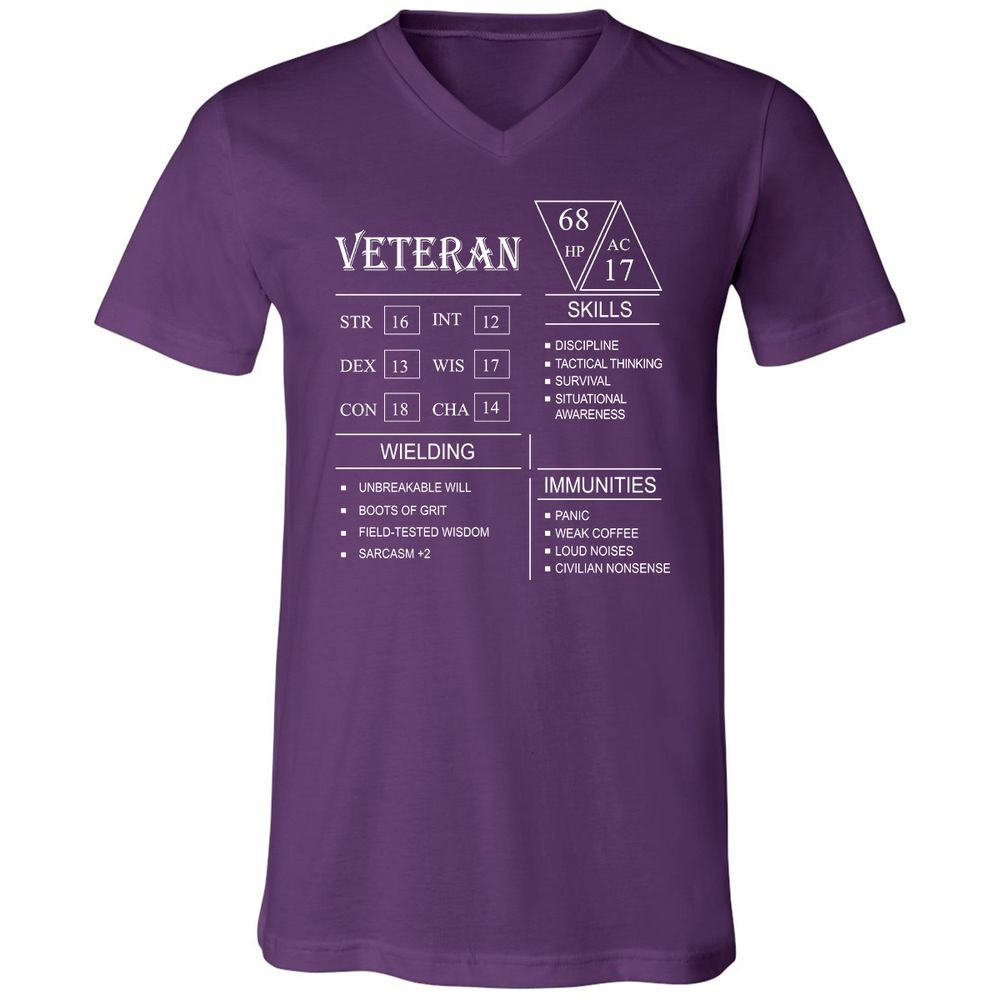 Veteran New Unisex V-Neck T-Shirt - Team Purple - 9