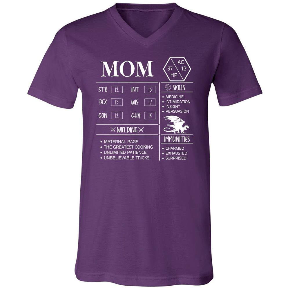Mom Stats 2 Unisex V-Neck T-Shirt - Team Purple - 9