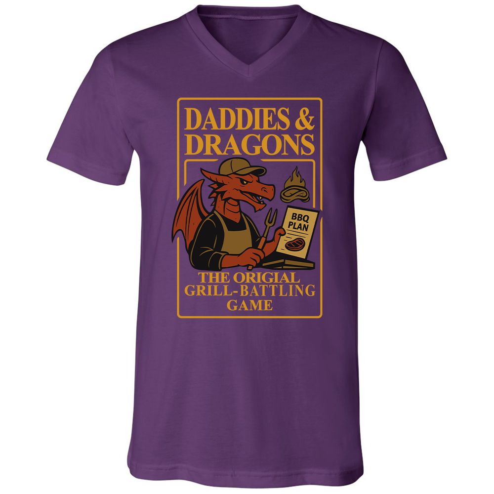 Daddies & Dragons Unisex V-Neck T-Shirt - Team Purple - 9