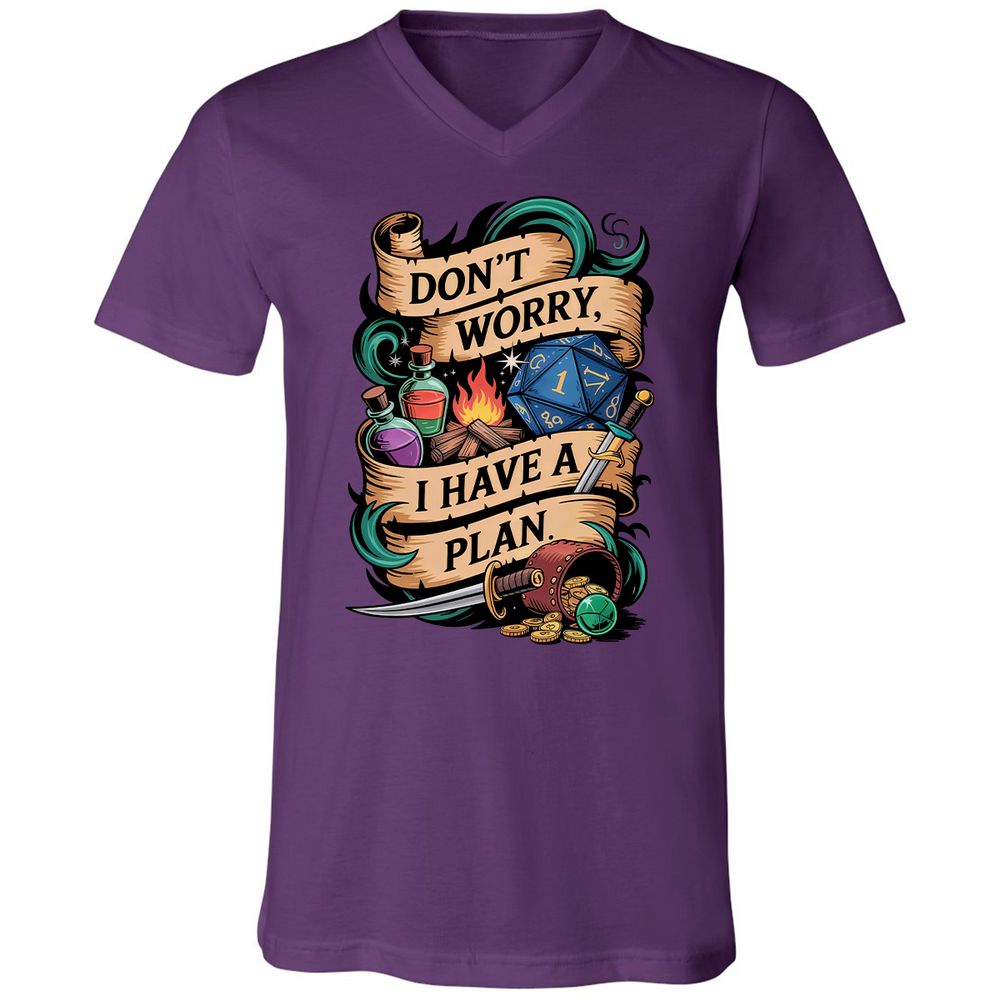 Don't Worry I Have A Plan Unisex V-Neck T-Shirt - Team Purple - 9