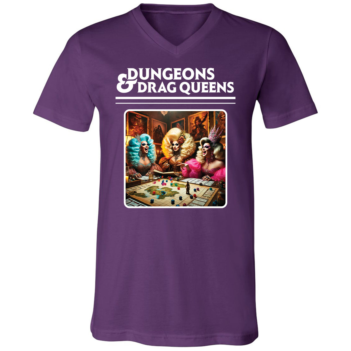 Dungeons & Drag Queens Unisex V-Neck T-Shirt - Team Purple - 9