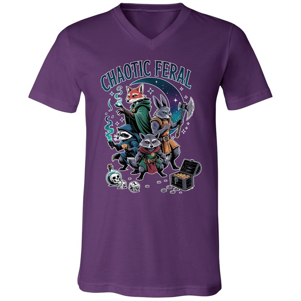 Chaotic Feral Unisex V-Neck T-Shirt - Team Purple - 9