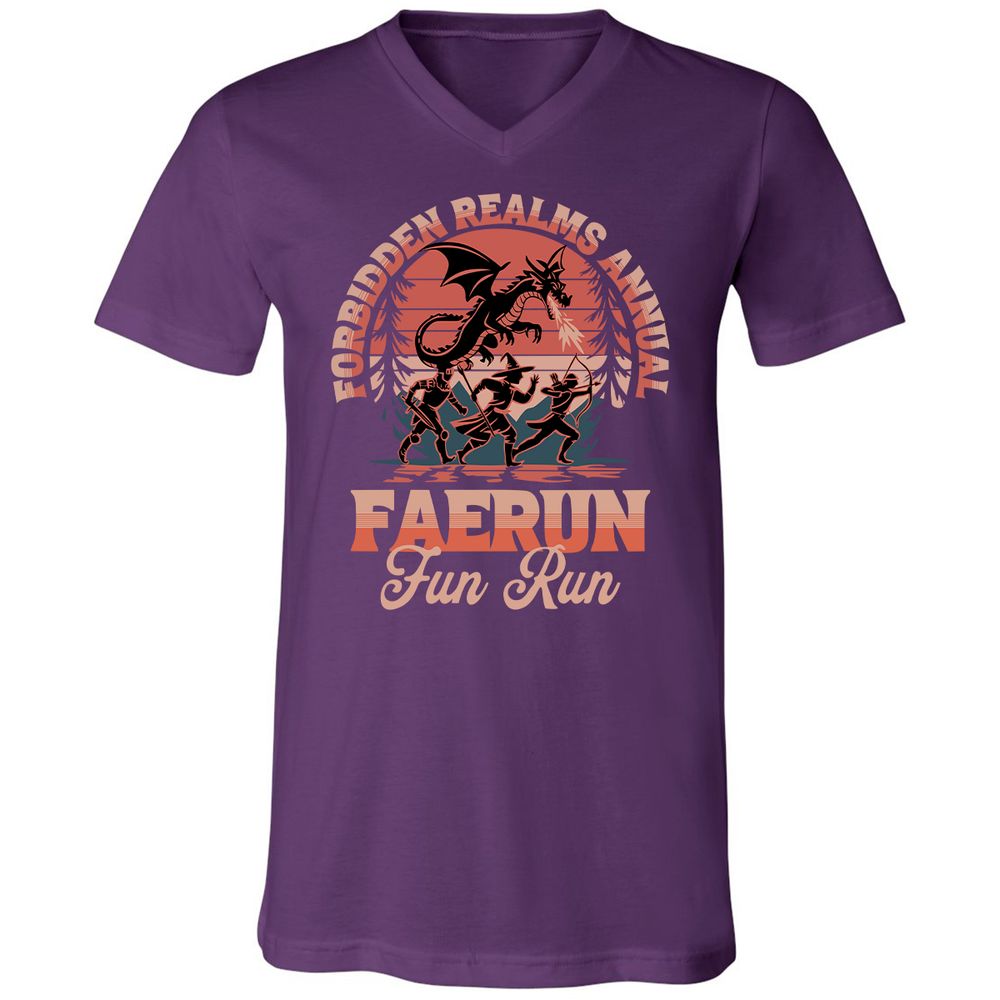 Faerun Fun Run Unisex V-Neck T-Shirt - Team Purple - 9
