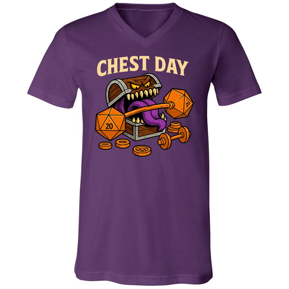 Chest Day Unisex V-Neck T-Shirt - Team Purple - 9