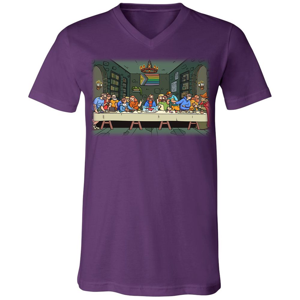 DnD Characters Pride Themed The Last Supper Shirt Unisex V-Neck T-Shirt - Team Purple - 9