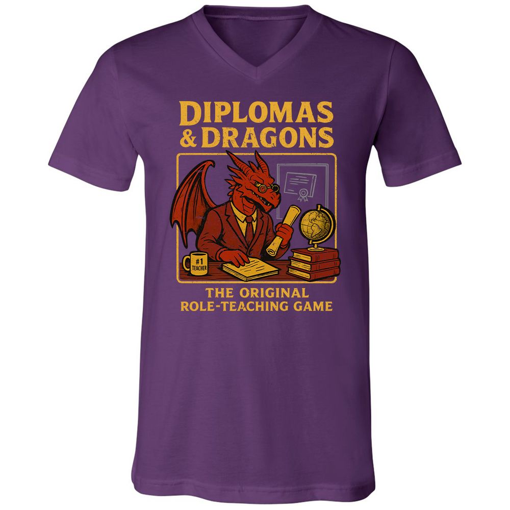 Diplomas & Dragons Unisex V-Neck T-Shirt - Team Purple - 9