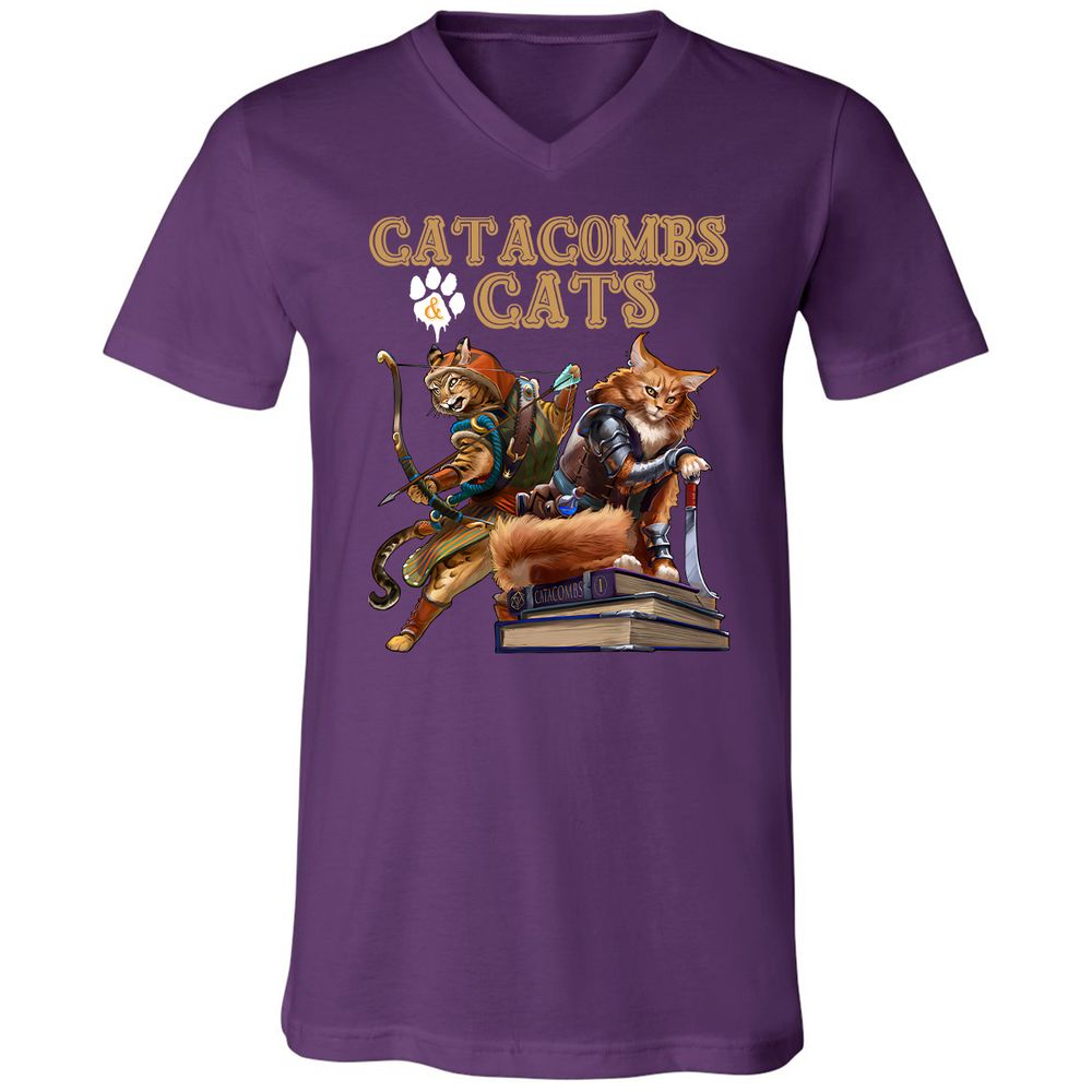 Catacombs & Cats Unisex V-Neck T-Shirt - Team Purple - 9