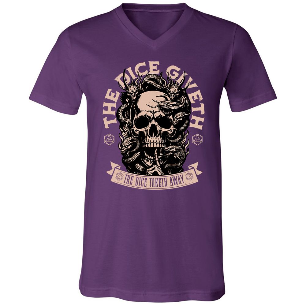 The Dice Giveth The Dice Taketh Away Unisex V-Neck T-Shirt - Team Purple - 9