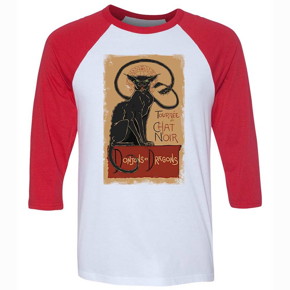 Tournee Du Chat Noir Unisex 3/4 Baseball Tee - White/Red - 9