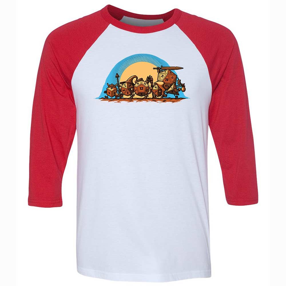 The Fellowship Of The Dice Unisex 3/4 Baseball Tee - White/Red - 9