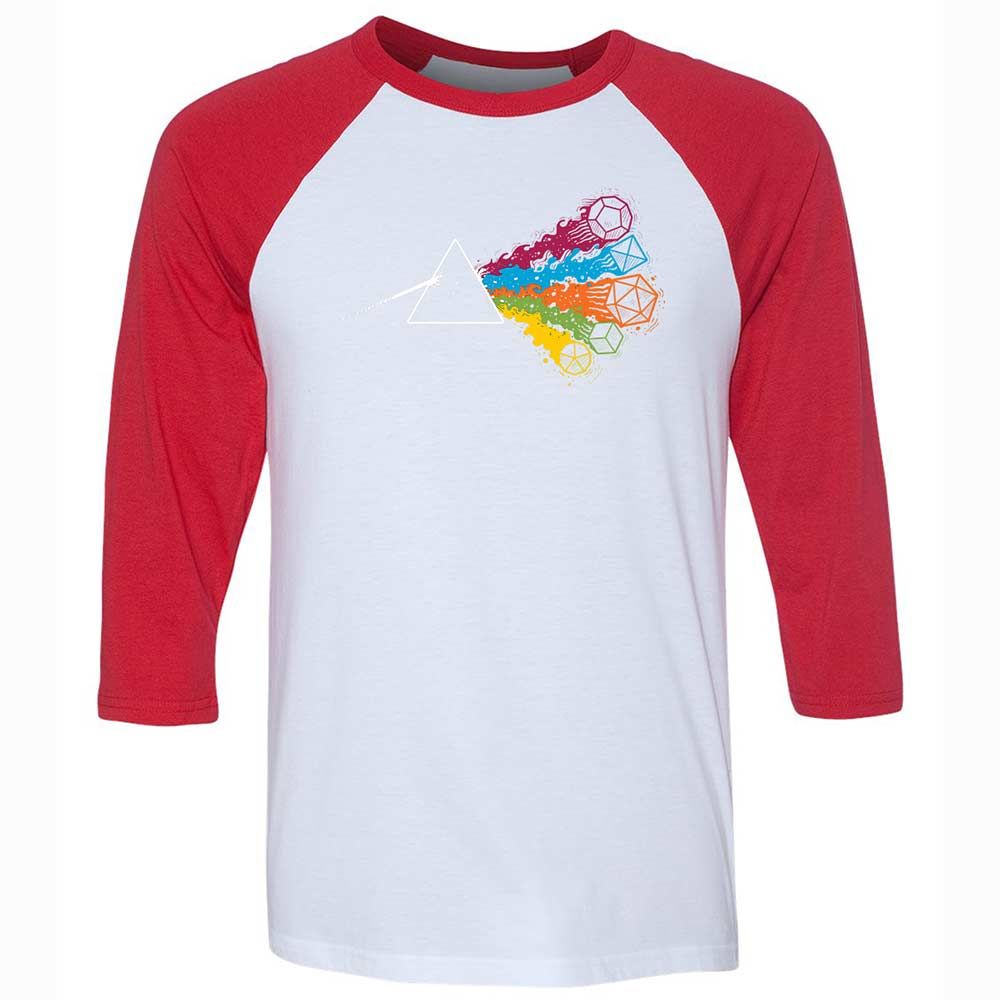 Dark Side Of The Dices Unisex 3/4 Baseball Tee - White/Red - 9