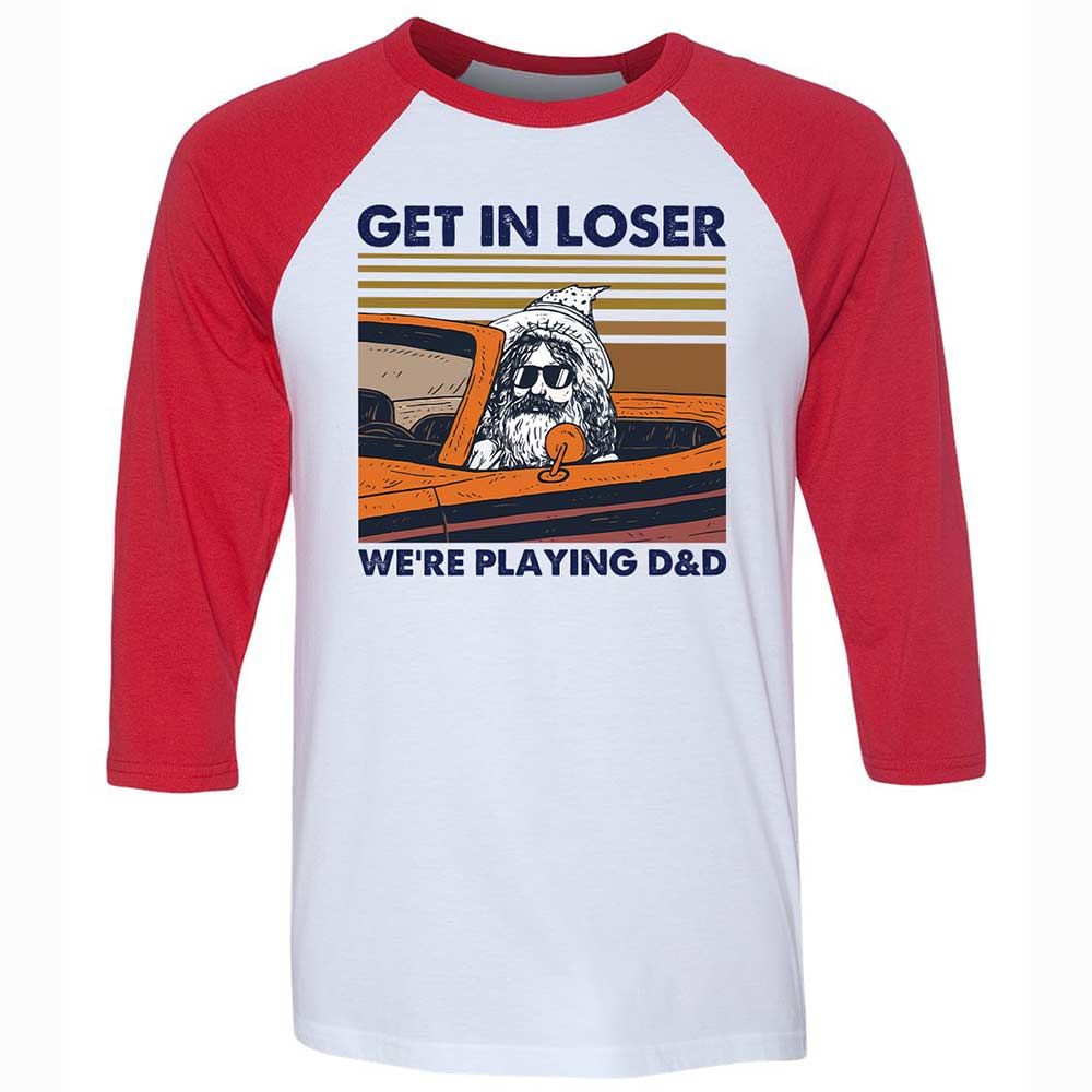 Get in Loser Unisex 3/4 Baseball Tee - White/Red - 9