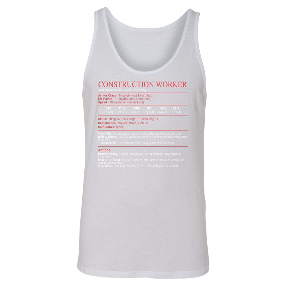 Construction Worker Stats Block - White - 9