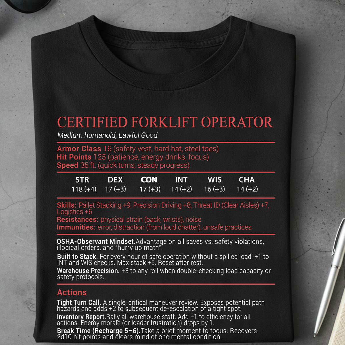 Certified Forklift Operator Stats Block Classic Unisex T-Shirt