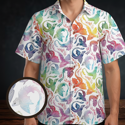Dragon fire rainbow Button Down Shirt