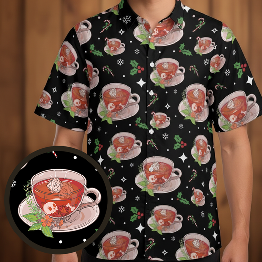 Cute DnD Christmas Tea Button Down Shirt