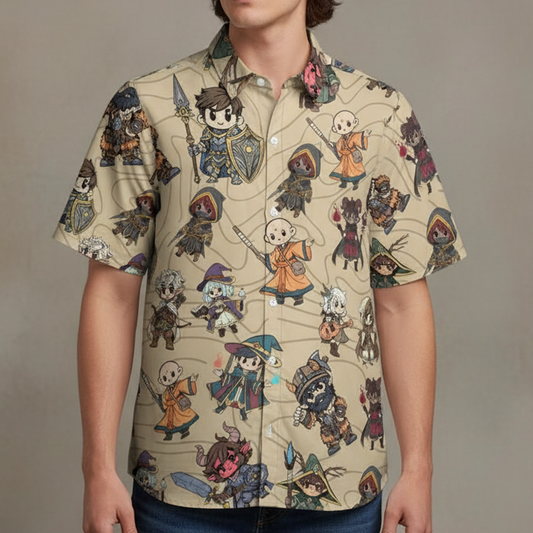 Chibi DnD Party – All Classes Button Down Shirt