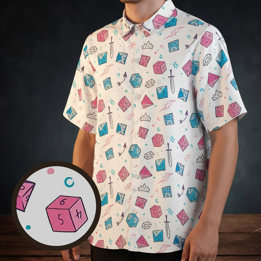 DnD Dice Pattern Cute Button Down Shirt