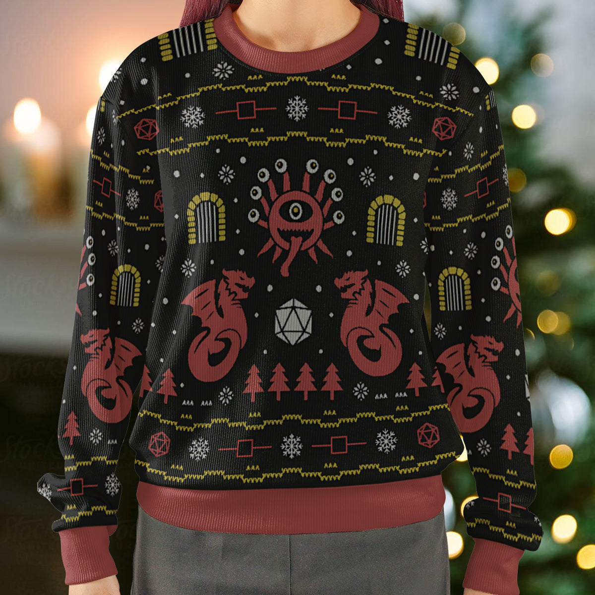 Beholder And Dragons Ugly Christmas Sweatshirt