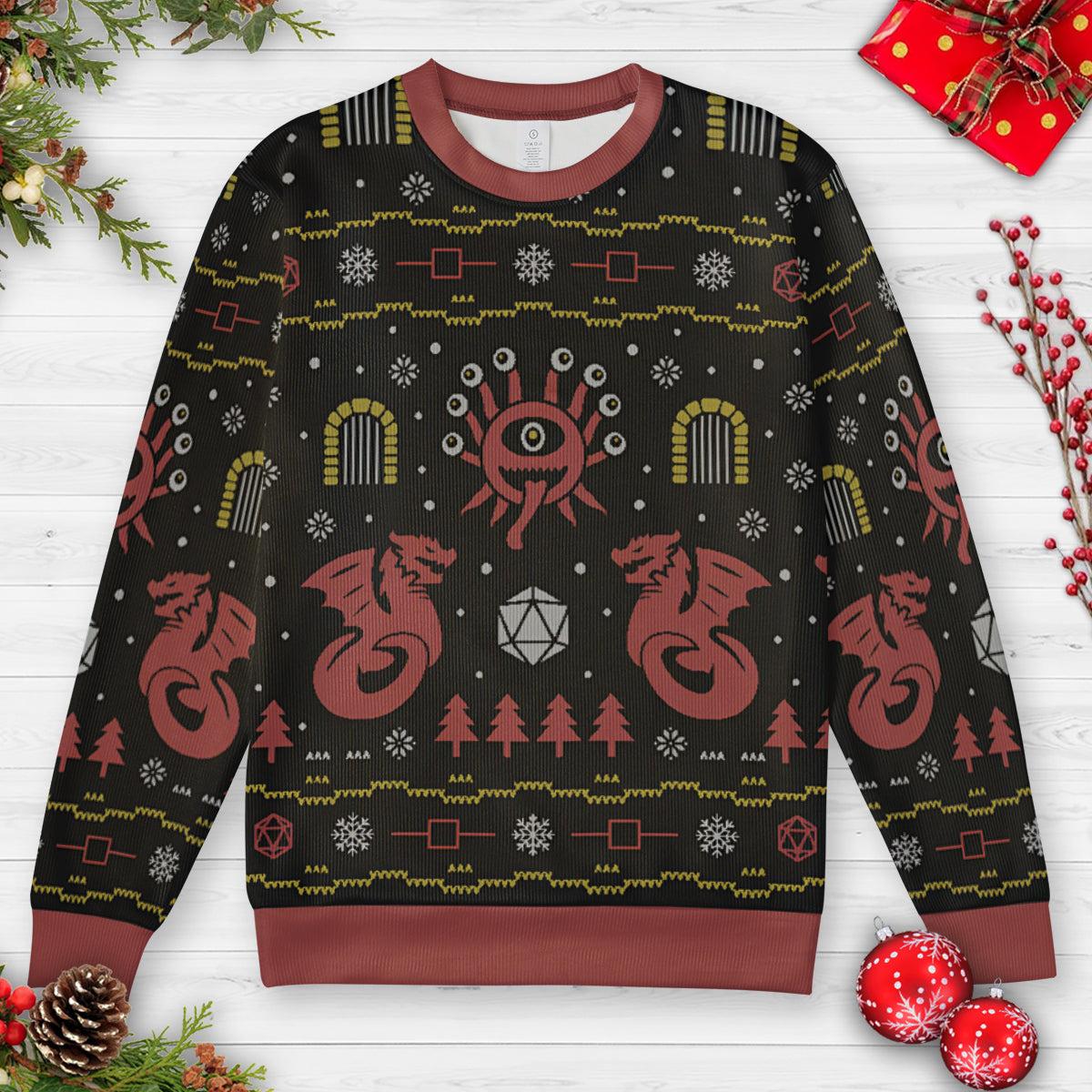 Beholder And Dragons Ugly Christmas Sweatshirt